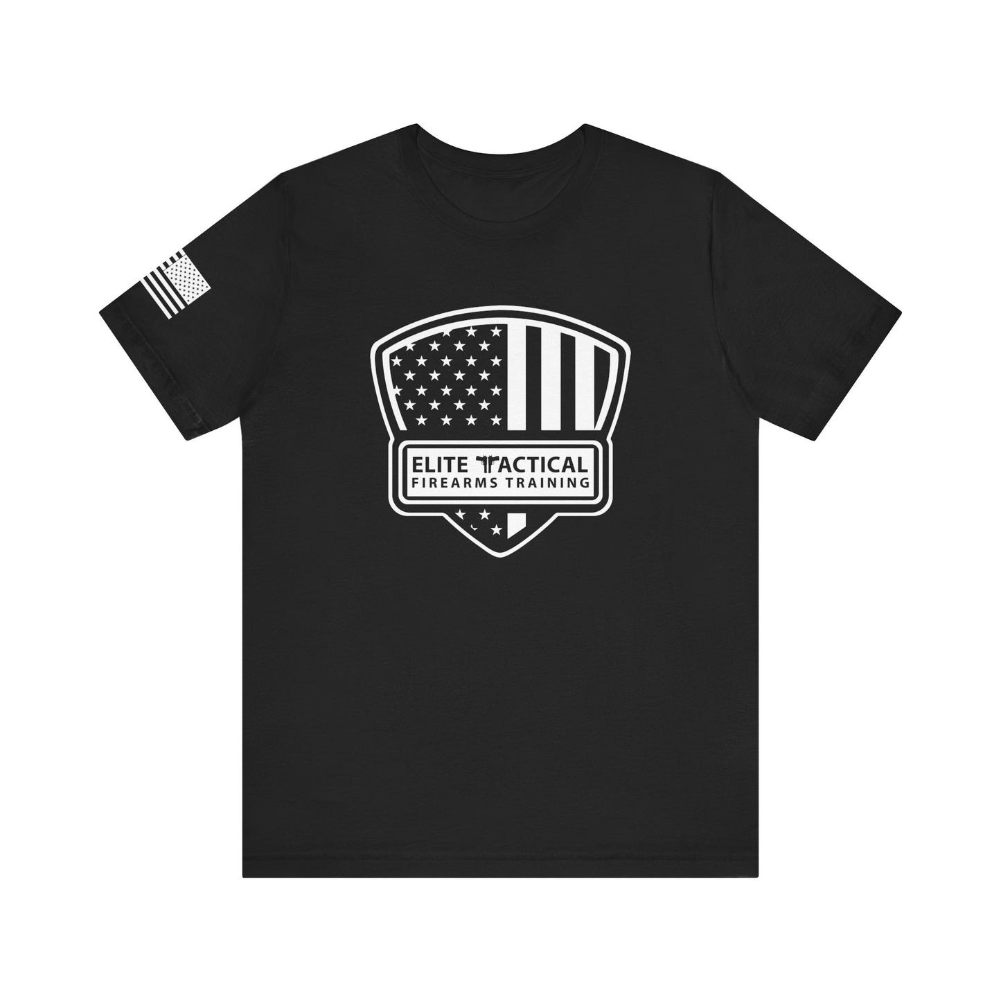 Elite Tactical T-Shirt – American Flag Shield Design