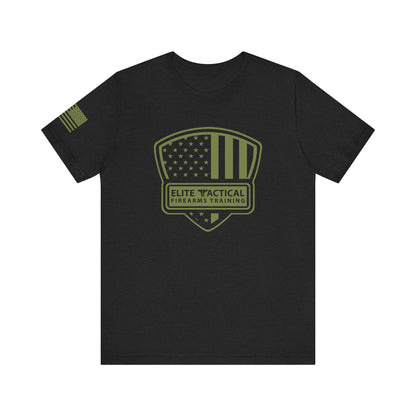 Elite Tactical T-Shirt – American Flag Shield Design