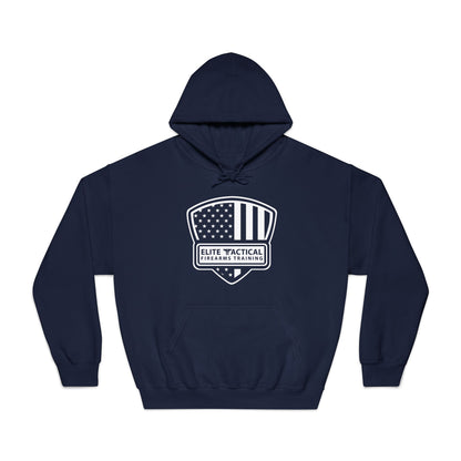 Elite Tactical Hoodie – American Flag Shield Design